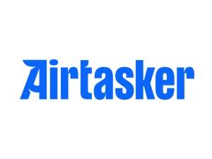 A blue logo for the company "Airtasker" 